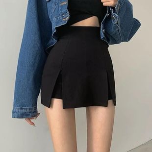 黑色高腰瑜伽短裤女夏季2024年设计感a字超短裤薄款辣妹热裤