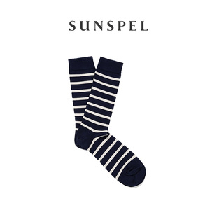 88折sunspel男美利奴羊毛条纹，针织长筒袜保暖舒适袜子