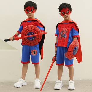 幼儿园六一表演出服，蜘蛛侠儿童套装小孩子，cospla角色扮演纯棉衣服