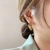 韩版S925银针个性几何双层交叉圆圈耳环女复古时尚创意耳圈耳扣潮