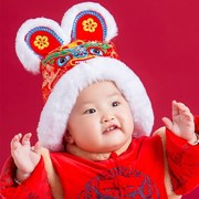 虎头帽子婴儿冬季保暖刺绣中国风幼儿园舞台演出道具老虎帽子儿童