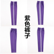 校服裤子男一条杠，两道杠双白边紫色直筒运动男女初高中小学生长裤