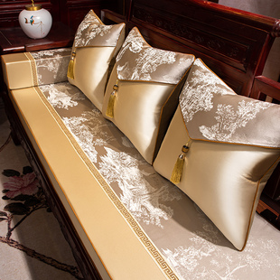 新中式红木罗汉床垫五件套高档乳胶坐垫实木家具，沙发垫子套罩定制