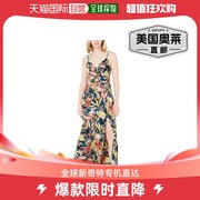 teezeme青少年女式热带印花吊带，长裙-蓝绿色芥末黄美国奥