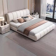 意式现代极简科技布艺床网红ins软包双人1.8米卧室1.5m实木皮床