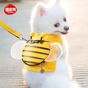 小蜜蜂短款背心小狗狗牵引绳，衣服夏季薄款宠物，泰迪比熊猫咪小型犬