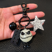 创意骷髅头钥匙扣夜光ins汽车钥匙挂件圣诞夜杰克可爱包包挂饰品