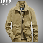 jeep吉普夹克衫男士春秋季商务，休闲翻领上衣宽松大码中年男装外套