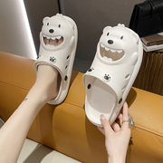 韩版包头洞洞鞋夏季半拖凉鞋防水防臭外穿可爱小熊拖鞋女士