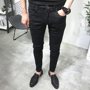 牛仔裤男士修身小脚长裤常规黑色韩版潮简约百搭社会紧身小伙
