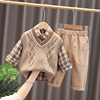 男宝宝秋装套装2毛衣三件套0一3周岁男童春秋韩版婴儿衣服潮1