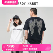 HARDY HARDY董大力同款夏宽松烫钻印花翅膀短袖T恤男女半袖体恤