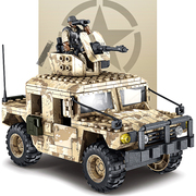 益智积木拼装玩具男孩悍马，模型科技机械军事遥控车六一儿童节礼物