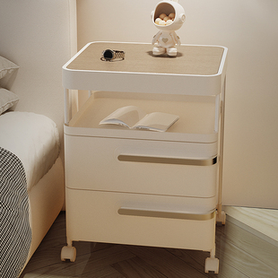 小型床头柜简约现代抽屉式收纳柜子奶油，风创意多功能床边储物柜