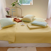 A类纯棉床盖三件套 夹棉绗缝纯色小床单宝宝婴儿床软垫子四季通用