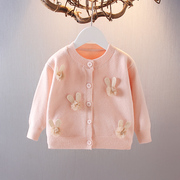 女童秋装毛衣外套1-2-3-4岁女宝宝毛衣开衫洋气针织衫婴幼儿毛衣