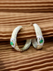 18k金复古(金复古)宫廷，风耳环戒指指环编织花纹祖母绿镶嵌珠宝