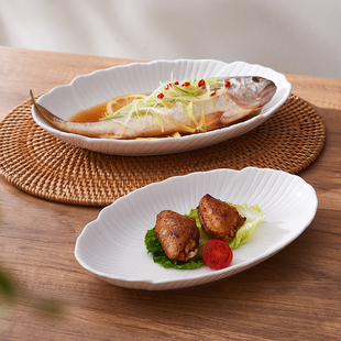 IMhouse鱼盘高级感家用大号蒸鱼盘子陶瓷椭圆盘创意北欧菜盘餐具