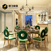 轻奢法式高端大理石餐桌椅组合带转盘欧式客厅家用圆形吃饭桌
