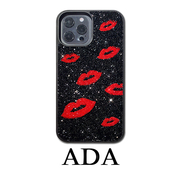 ADA施华洛高端ins风红嘴唇闪钻适用苹果13PROMAX14PLUS全包手机壳
