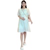 孕妇夏季中长版洋装，短袖拼接木耳边宽松裙摆r2023气质减