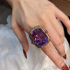 vintage意大利复古珐琅彩仿天然紫水晶戒指宫廷，风时尚彩宝食指戒