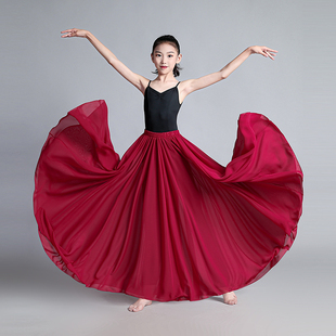 儿童灯火里的中国风，舞蹈大摆裙女童民族古典现代舞蹈练习裙演出服