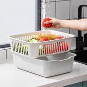 双层洗菜篮子长方形沥水篮塑料家用洗水果厨房水槽收纳菜洗菜盆