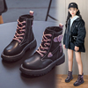 女童靴子秋冬2023年时尚，儿童马丁靴公主风加绒，中大童短靴皮靴