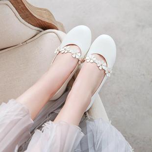 春季韩版甜美花朵少女鞋初高中学生平底平跟单鞋女公主鞋