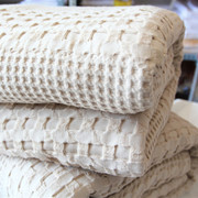 牛货 外贸纯棉加厚蜂巢床单单件防滑睡单华夫格大蜂窝床盖