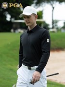 PGA 高尔夫服装 秋冬男士长袖T恤 比赛球服 无缝衣领运动速干面料