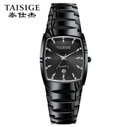 TAISIGE新钨钢男士手表商务时尚长方形表水钻石英男表