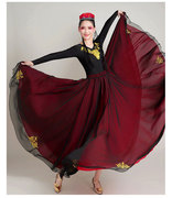 新疆舞蹈服装女古典舞大摆裙维吾尔族西域风情演出服维族艺考裙子