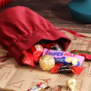 喜糖袋子结婚礼盒装糖果袋，中式婚庆用品抽绳包装瓜子花生丝绒布袋