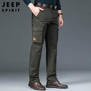 jeep吉普工装休闲裤男士，春季潮流宽松直筒，长裤子商务纯棉男裤