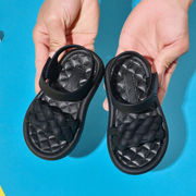 儿童凉鞋女孩夏季女童小童2-3岁防滑软底海边魔术，贴塑料沙滩鞋女