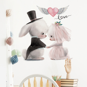 卡通可爱动物情侣爱心LOVE墙贴纸婚房婚庆装饰点缀布置厕所马桶贴