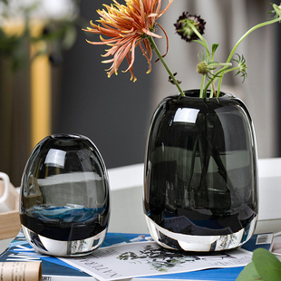 日式简约创意原色玻璃花瓶，水培鲜花插花工艺品，客厅装饰品餐桌摆件