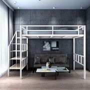床板白色双人铁艺楼阁式复式单人上床下桌高架现代简约床垫金属床
