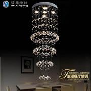 水晶长吊灯复式楼梯，吊灯圆形创意led餐吊灯，圆形客厅吸顶灯具