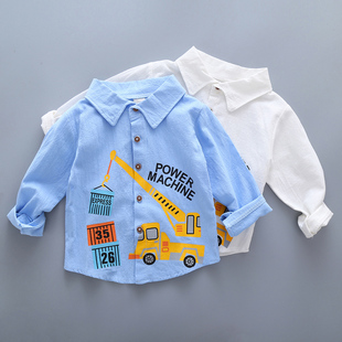 男童长袖衬衣儿童婴儿小童棉，衬衫2022夏季外套宝宝韩版衬衫薄款
