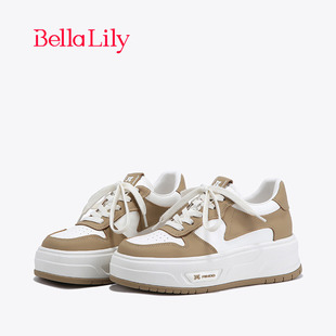 bellalily欧洲站牛皮松糕鞋，女减龄厚底板鞋百搭休闲鞋