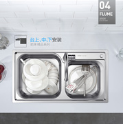 加厚SUS304不锈钢水槽双槽 厨房洗菜盆拉丝洗碗池 一体成型水盆