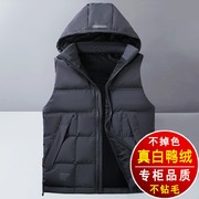 男士羽绒服马甲2023秋冬高端品牌白鸭绒背心无袖马夹工装潮