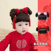 婴儿假发刘海喜庆百天周岁生日婴幼儿发带，女童宝宝搞笑搞怪头饰