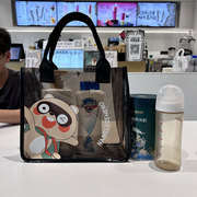 日韩通用款女包透明暗扣，饭袋便携式手提洗漱化妆包上班卡通托特包
