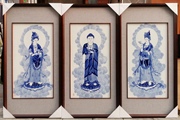 景德镇手工青花瓷器瓷板画西方三圣阿弥陀佛观世音菩萨大势至菩萨