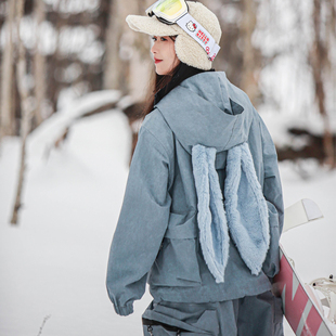 Swagli滑雪服女士兔耳朵专业防水透湿透气滑雪衣户外保暖滑雪裤子