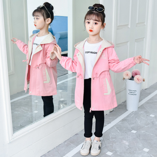 女童春秋装外套韩版加棉加厚洋气儿童上衣小女孩中长款风衣